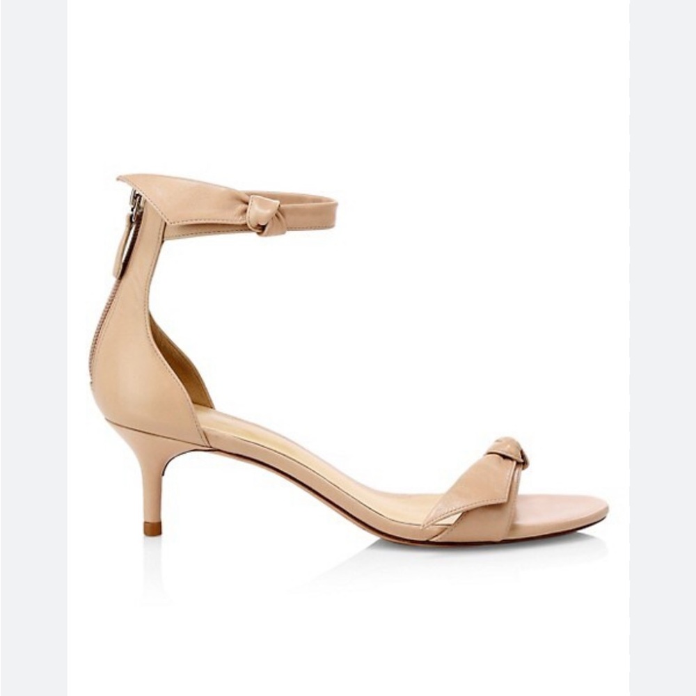 New ALEXANDRE BIRMAN $595 Beige Clarita Bow Kitten Heel Rear Zip Sandal EU 41